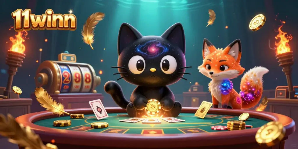 Engage in the thrill of 11winn with our 3D casino scene featuring captivating characters and vibrant elements.
